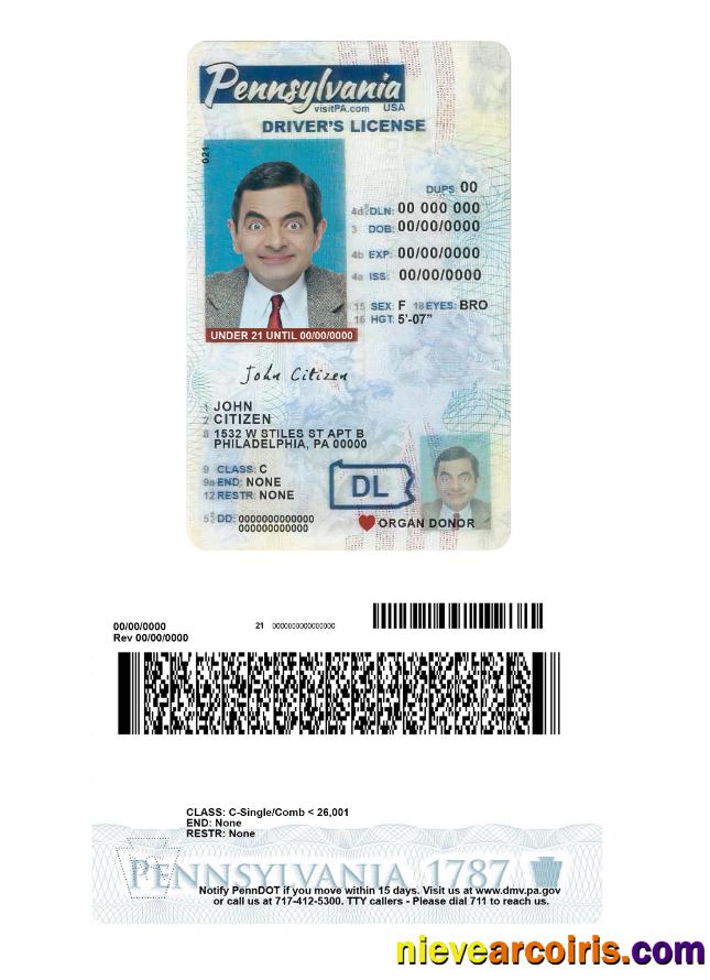 USA Pennsylvania driving license